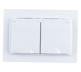 2-местная розетка EKF Минск, СП, с крышкой, с заземлением, 16А, белая, с защитными шторками, IP44 ERR16-129-200-44 