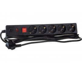 Сетевой фильтр IEK СФ-05К-выкл. 16А, 5 мест, 3м, 3х1мм2, черный WFP10-16-05-03-ZK-K02 