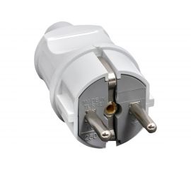 Усиленная прямая вилка EKF Proxima с заземлением, белая, 16А, 250В AVP16-10-r 