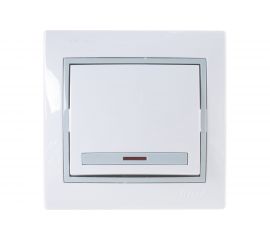 Выключатель с подсветкой Lezard, MIRA, белый, с серой вставкой, 701-0215-111 
