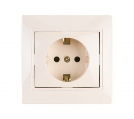 Розетка Intro 120202 2PE Schuko, 16А, 250В, IP20, СУ, Plano, слоновая кость Б0027610 