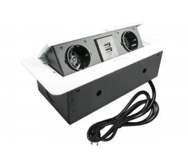 Выдвижной встраиваемый розеточный блок Inrior на 2 EURO розетки 2 USB-A, TORO-22-10 