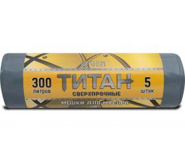 Мешки для мусора в рулоне Титан (5 шт; 105х150 см; 300 л; ПВД; 80 мкм; серые) Ромашка ТТ-ВР-300/5/6/С 