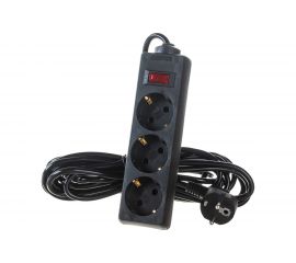 Сетевой фильтр ExeGate SP-3-5B 3 евро с заземлением, 5м, выключатель с подсветкой, черный 221182 