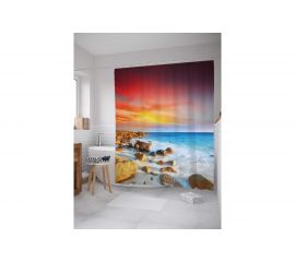 Штора (занавеска) для ванной JoyArty ""Береговые грани"" из сатена, 180х200 см с крючками, sc_10364 