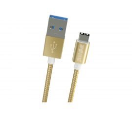 Кабель InterStep TypeC-USBA USB3.0 Gold нейлон 1,0м, AA, M-M 51767 