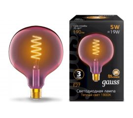 Лампа Gauss LED, Filament, Flexible, G125-C, Pink, E27, 5W, 190lm, 1800K, 125х178mm, 1/10 1011802105 