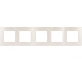 Рамка для розеток и выключателей ЭРА Серия 12 на 5 постов, Сатин, слоновая кость Б0052540 