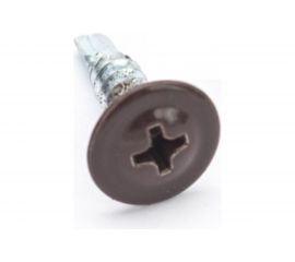 Саморезы с пресс-шайбой Госкреп сверло, 4.2х19 мм, коричневые, RAL8017, 30 шт. 1-0017490 