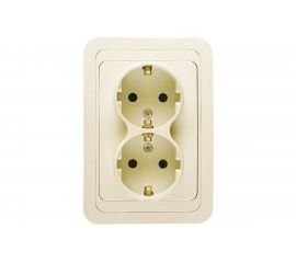 Розетка двойная с заземлением, крем Makel Mimoza 25082 