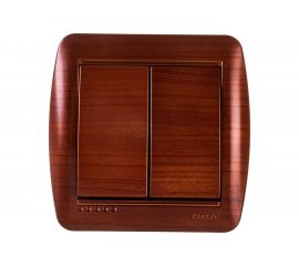 Двойной выключатель Lezard DEMET махагон 711-0500-101 