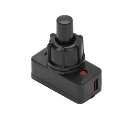 Выключатель-кнопка duwi черный 2 контакта, 250В, 3А, ВКЛ-ВЫКЛ тип PBS-17A2, 26850 5 