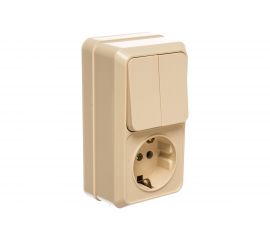 Двойной вертикальный блок: розетка-выключатель Intro 270602 10-16А 250В, IP20, ОУ, Quadro Б0036170 