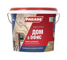 Краска акриловая PARADE W4 износоустойчивая Дом & Офис белая матовая 5 л Россия 90002002328 