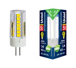 Светодиодная лампа Uniel LED-JC-220/5W/4000K/G4/CL GLZ09TR прозрачная UL-00006745 
