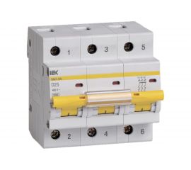 Автоматический выключатель IEK ВА47-100, 3Р, 25А, 10кА, характеристика D MVA40-3-025-D 