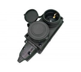 2-х местная каучуковая розетка Bull с заземлением с крышкой 338003-1 