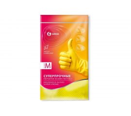 Хозяйственные латексные перчатки Grass суперпрочные, желтые, размер M IT-0741 