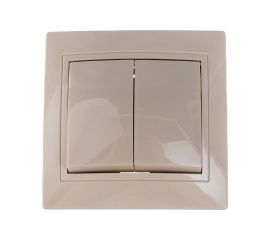 2клавишный выключатель IEK КВАРТА в сборе, кремовый EVK20-K33-10-DM 