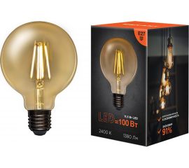 Филаментная лампа REXANT Груша A95 11.5 Вт 2400K E27 золотистая колба 604-142 