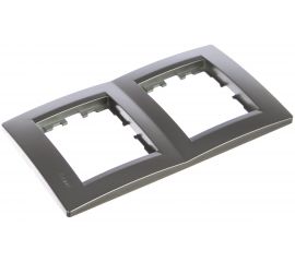 Рамка Lezard, KARINA, 2-ая, вертикальная, б/вст, матовое серебро, 707-4300-152 