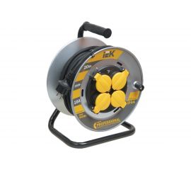 Катушка с термозащитой IEK ""Professional"" УК20 металлическая, 4 места, 2Р+PЕ/20м, КГ, 3х1,5мм2, IP44 WKP16-16-04-20-44 