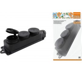 Розетка TDM трехместная с заглушками каучук 2Р+РЕ 16А 250В IP44 серии "Народная" SQ0612-0038 