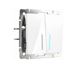 Выключатель WERKEL W1122101 двухклавишный проходной с подсветкой белый a051112 