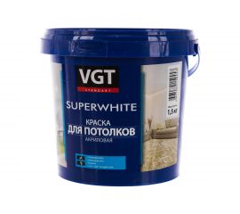 Краска для потолков VGT ВД АК 2180 Супербелая 1,5кг 11602222 