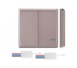 Беспроводной выключатель GRITT Practic 2 клавиши, розовое золото, комплект 1 выключатель, 2 радиореле, 220В 11106 