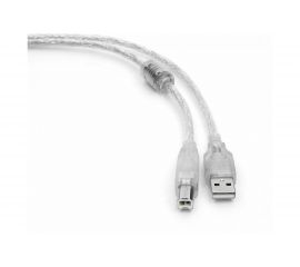 Кабель Cablexpert USB2.0 Pro, AM/BM, 0.75м, экранированный, ферритовое кольцо, прозрачный CCF-USB2-AMBM-TR-0.75M 