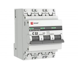 Автоматический трехполюсный выключатель EKF 32А С ВА47-63 4.5кА PROxima 8189103 