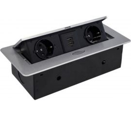 Горизонтальная выдвижная Розетка ROCKETSOCKET 2EU+2USB Серая OvalC AM-G2EU-2U-15 