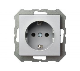 Розетка с заземлением LIREGUS Эпсилон IKL 16-404-01 E/Mt серебро, без рамки 28-176 