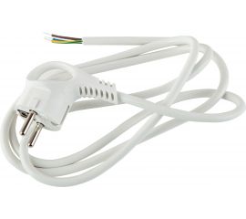 Сетевой шнур с вилкой ЭРА U-3x1,5-2m-W с заземлением 2м ПВС 3x1,5мм2 белый Б0048706 