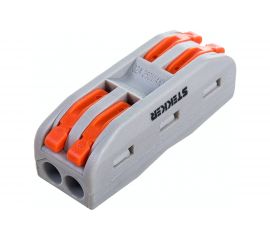 Строительно-монтажная клемма STEKKER 2 контактные группы, 1 ввод, 1вывод на полюс LD222-422, 40шт, 39035 