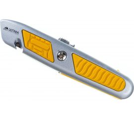 Нож Ultima 18 мм, трапециевидное лезвие, металлический обрезиненный корпус 119032 