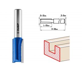 Фреза пазовая прямая ПРОФЕССИОНАЛ (12х25х56 мм; хвостовик 8 мм) Зубр 28753-12-25 