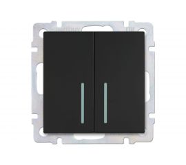 Проходной выключатель Smartbuy 2-клавишный с индикатором 10А черный Нептун SBE-05b-10-SW22-1 