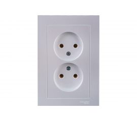 Розетка Schneider Electric 2-м ATLAS DESIGN без заземления, 16А, в сборе, жемчуг ATN000420 1240272 