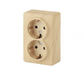 Розетка ЭРА 11-2205-11 2х2P E Schuko, 16A-250В, IP20, ОУ, Эксперт, сосна Б0020693 