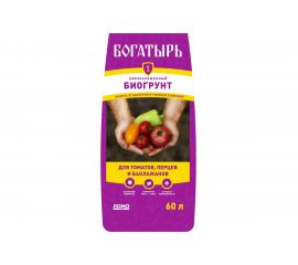 Обеззараженный биогрунт Богатырь Для томатов, перца и баклажанов 60 л 4680010310939 