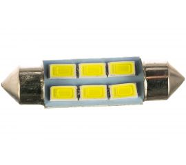 Автолампа диод SKYWAY T11 C5W 6 SMD диодов 1-контурная 36мм белая S08201180 