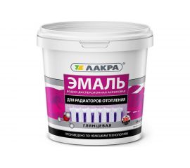 Акриловая эмаль для радиаторов отопления Лакра белая, глянцевая, 0.9 кг 90003485883 