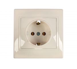 Розетка х1 IEK КВАРТА с заземлением, в сборе, без шторки, белая ERK14-K01-16-DM 