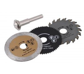 Набор отрезных дисков металл/дерево/керамика МИНИ (4 предмета; 54.8х11.1 мм; держатель 6 мм) SKRAB 34450 