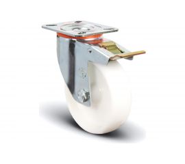 Колесо нейлоновое поворотное с тормозом 100 мм MFK-TORG EM01-ZKZ-100-F 