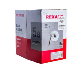 Кабель REXANT витая пара, UTP 2PR 24AWG, CAT5e, STRANDED, бухта 305м 01-0026 