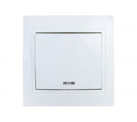 Выключатель TDM 1 кл. с подсветкой 10А белый ""Таймыр"" пром. упак., бакелит. основание SQ1814-0504 