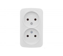 2-местная розетка EKF Минск ОП 10А без заземления, белая, Basic SQEGR10-102-10 